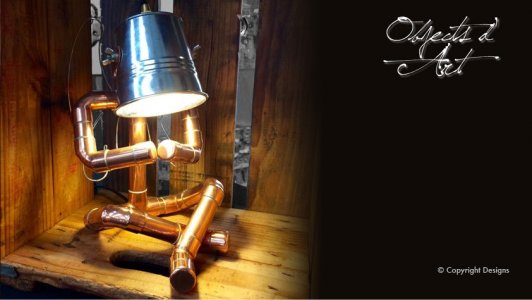 Copper Man sitting cross-leg Lamp