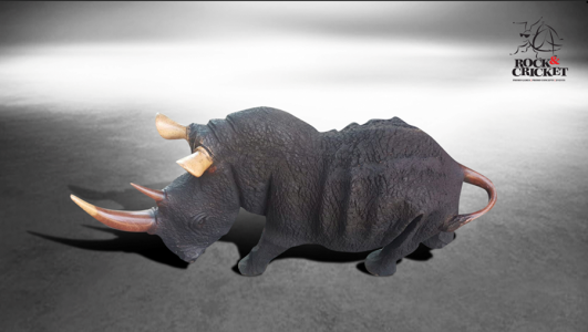 Natural Mahogany Blackened polish Rhino statue - small and medium
